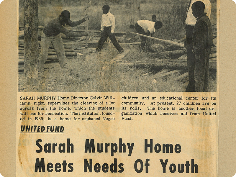 Newspaper clipping about Sarah Murphy Home